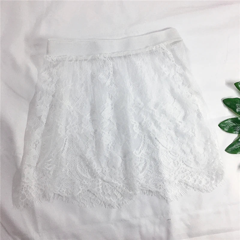 Miniskirt Sexy Transparent Lace Mesh Skirt Shirt Extender