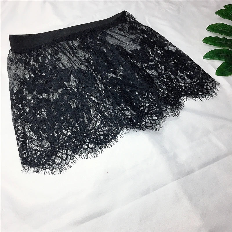 Miniskirt Sexy Transparent Lace Mesh Skirt Shirt Extender