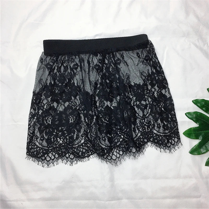 Miniskirt Sexy Transparent Lace Mesh Skirt Shirt Extender