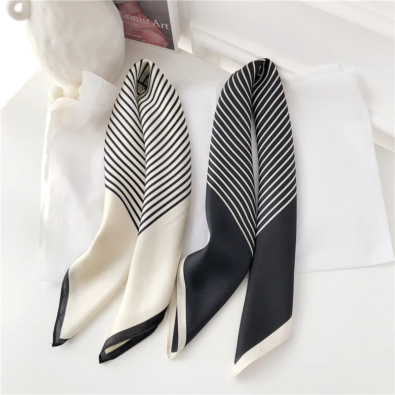 Simple stripes brocade forging 70cm small square scarf