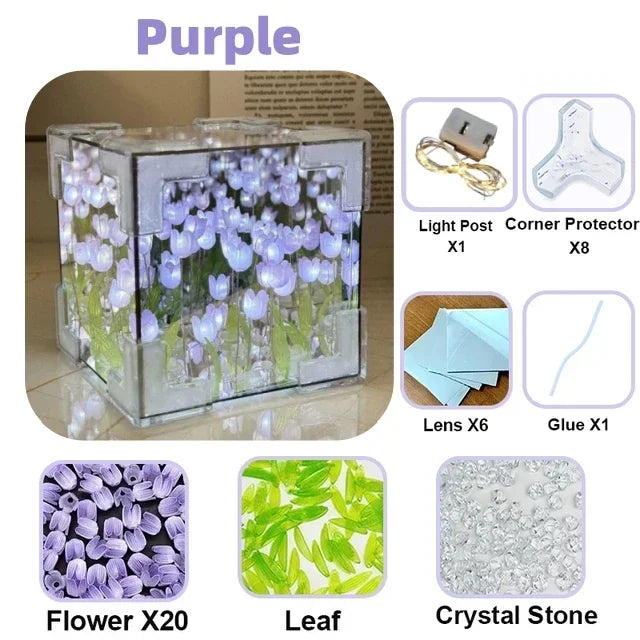 DIY Tulip Mirror Cube Lamp Handmade Craft