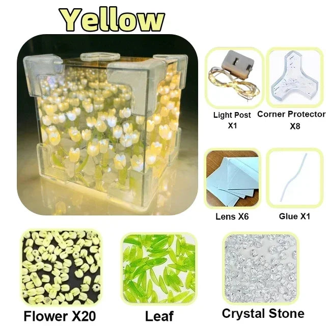 DIY Tulip Mirror Cube Lamp Handmade Craft