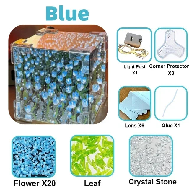 DIY Tulip Mirror Cube Lamp Handmade Craft