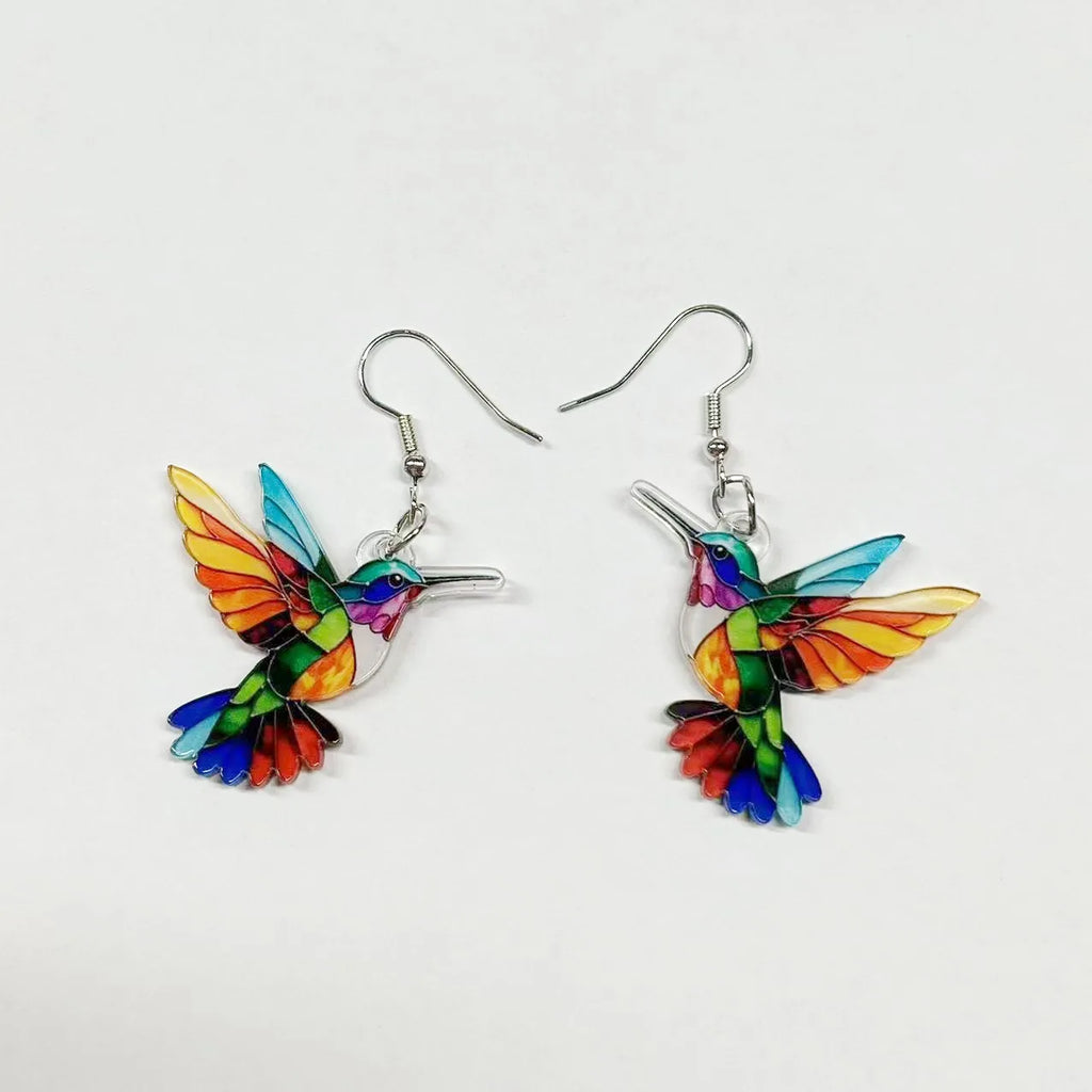 Cross Border Spring Festival Colorful Bird Acrylic Earrings from Europe and America, 2024 New Hot Selling Fashion Retro Earrings