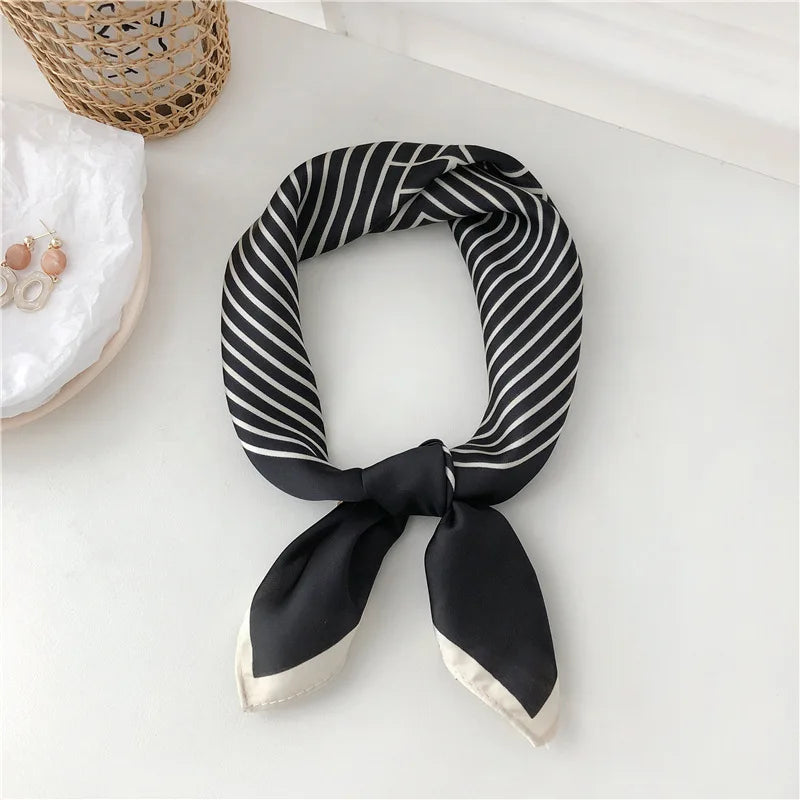 Simple stripes brocade forging 70cm small square scarf