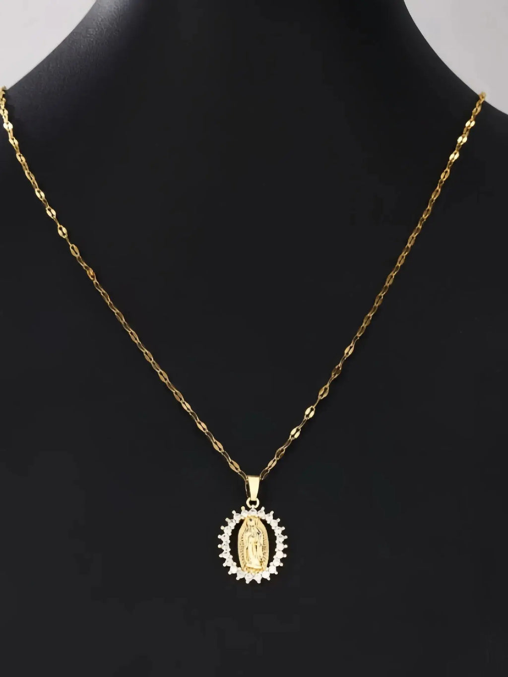 All Sky Star Micro Inlaid Colorful Zircon Virgin Mary Hollow Necklace