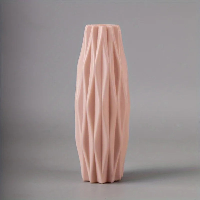 Diamond-Cut Plastic Vase - Shatterproof Imitation Ceramic Pot for Home Decor | Thick Heavy Duty Holiday Decoration
