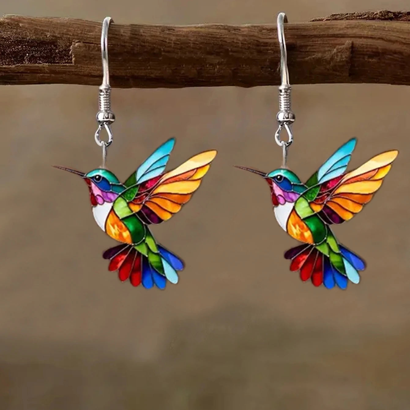 Cross Border Spring Festival Colorful Bird Acrylic Earrings from Europe and America, 2024 New Hot Selling Fashion Retro Earrings