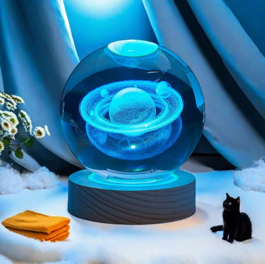 Crystal Ball 3D Atmosphere Saturn Solar System MoonPlanets Crystal Ball Glass Ball Home Decoration Valentine's Day Gift Ornament