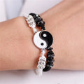 Couple Black White Tai Chi Adjustable Bracelet Rope Chain Set