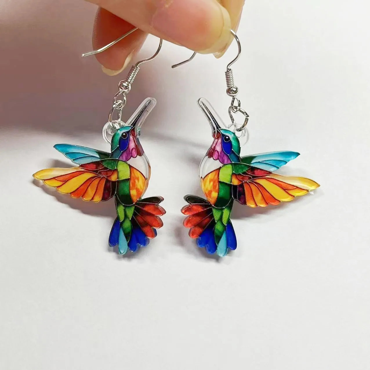 Cross Border Spring Festival Colorful Bird Acrylic Earrings from Europe and America, 2024 New Hot Selling Fashion Retro Earrings