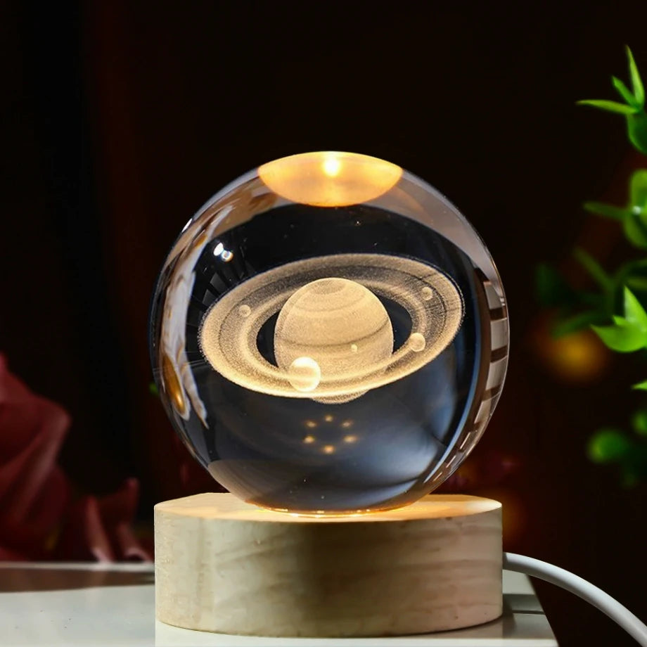 Crystal Ball 3D Atmosphere Saturn Solar System MoonPlanets Crystal Ball Glass Ball Home Decoration Valentine's Day Gift Ornament