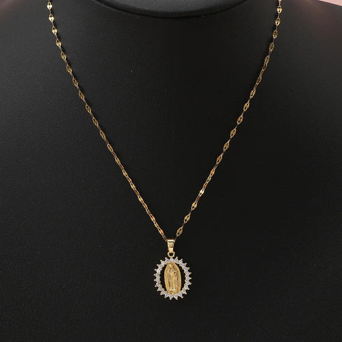 European and American Fashion and Gorgeous Women'S All Sky Star Micro Inlaid Colorful Zircon Virgin Mary Hollow Necklace