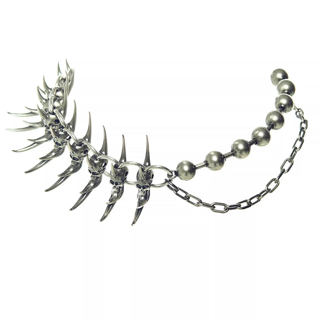 2025 New Punk Necklace Silver Color Metal Unisex Skeleton Spike Stainless Steel Ins Cool Neck Accessaries for Women Men Jewelry